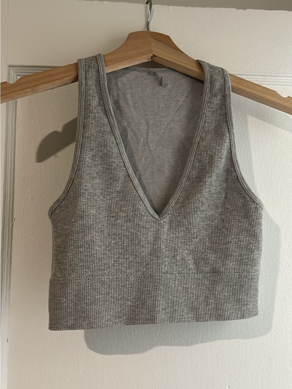Hollister Grey Ribbed V-Neck Crop Tank
